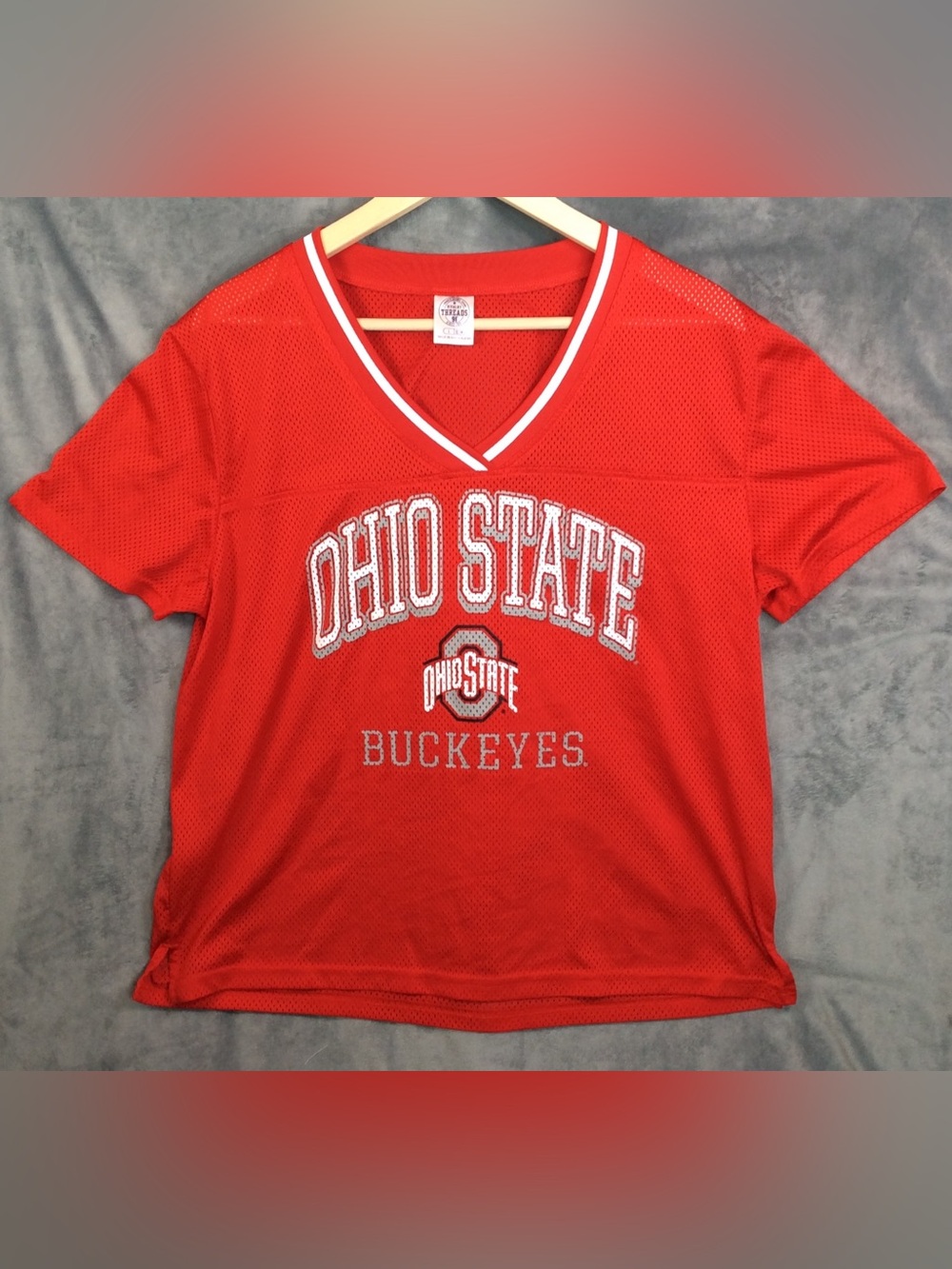 Rivalry Threads Red and White Mesh V-Neck Jersey